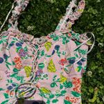 Urban Outfitters Robin Lace Up Pink Fruit Ruffle Mini Dress Size XS Y2k COTTON Photo 3