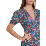 STAUD NWT  Size 10 Milla Rainbow Flower Print Puff Sleeve V Neck Mini Dress Photo 2
