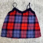 Aerie  Red Blue Black Flannel Plaid Camisole Lace Sz Medium Photo 4