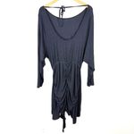 Free People Black Wrap Tie Waist Dolman Long Sleeve Knit Mini Dress Photo 6
