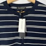 Banana Republic Navy Blue & White Stripe Stretch Cotton Cardigan Sweater S Photo 3