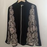 Chico's  Zenergy Black Pink Neema Cashmere Lace Mix Sweater Womens Zip Up 1 Small Photo 1