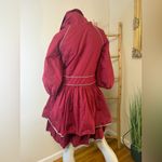 Mel En Stel New York Elegant Ruffle Lightweight Jacket Medium Burgundy Wine Red Photo 6