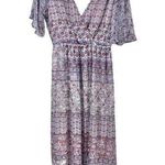 Lila Rose Lily Rose Women's Pink White Floral Boho V-neck Flutter Sleeve Maxi Dress Small Photo 0