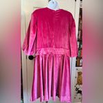 Boohoo Plus Hot Pink Velour Plunge Puff Sleeve Skater Dress Size US Photo 5