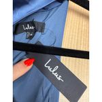 Lulus NWT  Distinctive Charm Slate Blue Satin Asymmetrical Maxi Dress Wedding 1X Photo 5