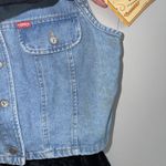 NWT Vintage 90s Tickets Clothing Western 2 Piece Crushed Velvet Dress Denim Vest Black Photo 9