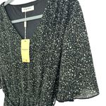 Manydress Womens Size L Floral Chiffon Dress Navy V Neck Short Butterfly Sleeve Blue Size L Photo 2