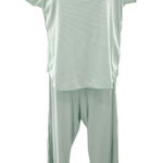 Lake Pajamas Mint Green Stripe Pima Cotton Short Sleeve Top Wide Leg Pants Small Photo 0