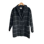 Marine layer  Liverpool Shawl Collar Coatigan Windowpane Black White Photo 1