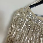 Mac Duggal  Embellished Beaded Column Cape Gown in Champagne Size US 16 Photo 5