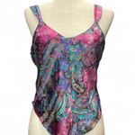 Sears & Roebuck Co Inner Most 80s Purple Paisley Print Lingerie Top Small Black Photo 0