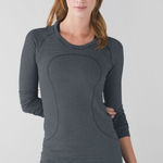Lululemon  Swiftly Tech Long Sleeve Crew Tempo Stripe Black White Size 6 Photo 0