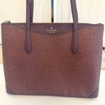 Kate Spade  New York Glitter Tote Bag Purse Handbag Burgundy Shimmy Photo 0