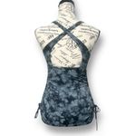 Athleta  XS Black Gray Tie Dye Swim Tankini Top Ruched Crossback Beach Vacation Photo 4