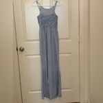 Japna Blue and White Striped Wide Leg Jumpsuit. Size Photo 2