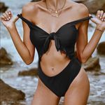Zaful  Knot Ruffle Cutout One-Piece Swimsuit Photo 0