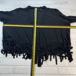 Attitudes by Renee Cardigan Fringe Topper Womens 3X Black Como Jersey Knit Open Photo 1