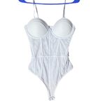 NWT REORIA Women’s Mesh Sheer Spaghetti Strap Bustier Corset Bodysuit – Medium White Photo 5