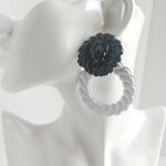 Big Bold Lion Doorknocker Black and White Statement Earrings Photo 2