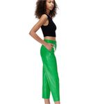 Babaton Aritzia  Command Cropped Vegan Leather Pant Size 4 In Gloss Green Photo 4