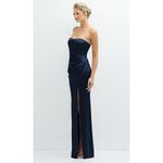 After Six Strapless Topstitched Corset Satin Maxi Dress With Draped Skirt Size 8 Photo 2