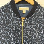 Michael Kors  Bomber Jacket Leopard Print Streetwear Edgy Gold Hardware Fall Navy Photo 1