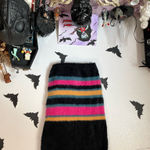 Almost Famous  colorful striped Black fuzzy knee length Skirt Photo 4