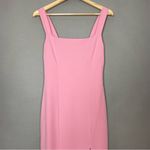 Lulus Maxi Dress Thigh High Slit Pink Crepe Size Medium Square Neckline Cocktail Photo 4