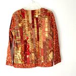 Handmade Vintage Quilted Cottage Core Rust Two Button Jacket Medium Red Photo 4