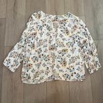 st. john's bay St. John’s Bay Women’s Cream Floral Blouse Size Large Photo 2