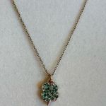 NWOT J.Crew Factory Green Clover Pendent Necklace Photo 0