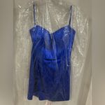 Mac Duggal  Royal Blue Mini Satin Cocktail Dress with Chain Straps Sz 12. Photo 3