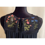 Blue Rain  Size XS Black Embroidered Mesh Top Shirt Sleeveless Boho Floral Summer Photo 4