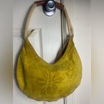 The Sak CLAUDIA FIRENZE FLORAL SUEDE SHOULDER Y2K EMBOSSED mustard yellow Hobo Bag Photo 1