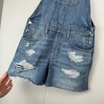 American Eagle Womens Shortalls Sz XS Light Medium Wash Distressed Relaxed Fit Photo 5