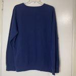 Hill House  navy blue soft pullover embroidered knit sweater size Large Photo 2