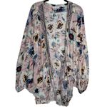 Maurice's ‎ Pink Floral Print Peasant Sleeve Open Front Kimono Cardigan L/XL New Photo 1