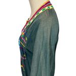 Vintage 1970s Hand Sewn and Embroidered Boho Kerdasa Egyptian Dress Kaftan Green Size M Photo 5