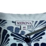 Merona Sz S Cardigan Sweater Button Front Shell Pattern Long Sleeve Navy White Photo 5