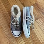 Converse Gray and Tan Faux Fur Trim Sneakers Photo 0