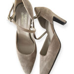 Panara by Dovecote Taupe Suede Ankle Strap Heels Tan Size 9 Photo 0