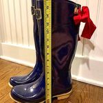 JOULES Navy Blue Tall Rain Boots with Red Bow and Toile Lining Size 9 Photo 8