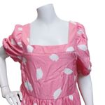 Loft Women’s Medium Square Neck Pink White Puff Sleeve Mini Dress Photo 3
