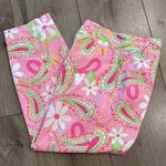 Lilly Pulitzer Vintage Cheeri-O Pants Pink Paisley Floral Butterfly Crop Capri 0 Photo 1