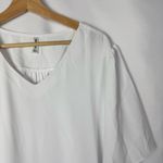 Boutique  Wangzhi White V-Neck Short Sleeve Blouse 2X Photo 2