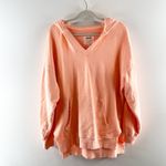 Aerie  Oversized V Neck Pullover Hoodie Sweatshirt Orange Coral XS Photo 1