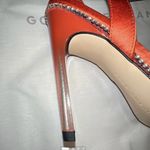 Good American  Womens Orange Slingback Heels stunning stoneware crystal PVC Satin Photo 4