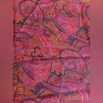 Dana Buchman Vintage 90s 100% Silk Square Scarf Red Paisley Hand Rolled Photo 3