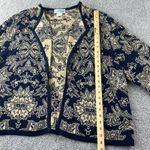 VTG Breckenridge II Navy Blue Beige Knit Cardigan Sweater Floral Paisley XL Photo 2